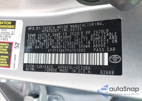 2023 Toyota Camry Se from USA, damaged, VIN 4T1T11AK7PU791092